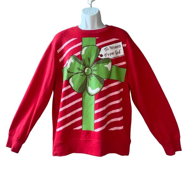 Mad Engine I'M A GIFT FROM GOD Ugly Christmas Sweatshirt Size Medium - Picture 1 of 3